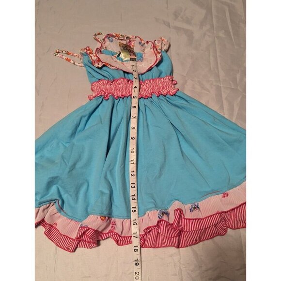 Twirls & Twigs Blue Tie String Strap Dress/ Top Birdhouse Clock Girls Size 6x - Picture 8 of 9